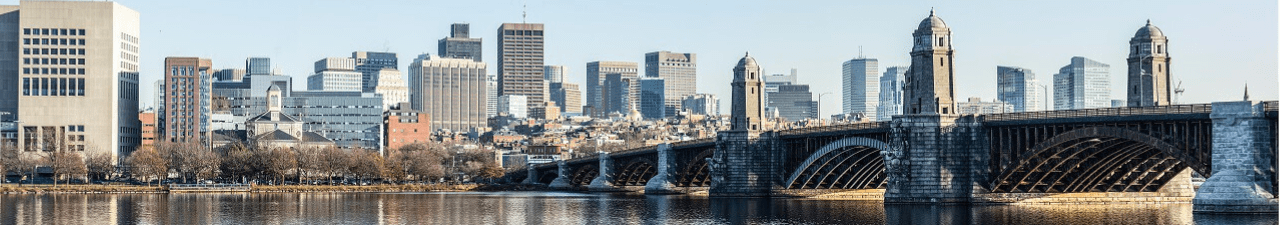 Photo of a bridge next to the Boston skyline
